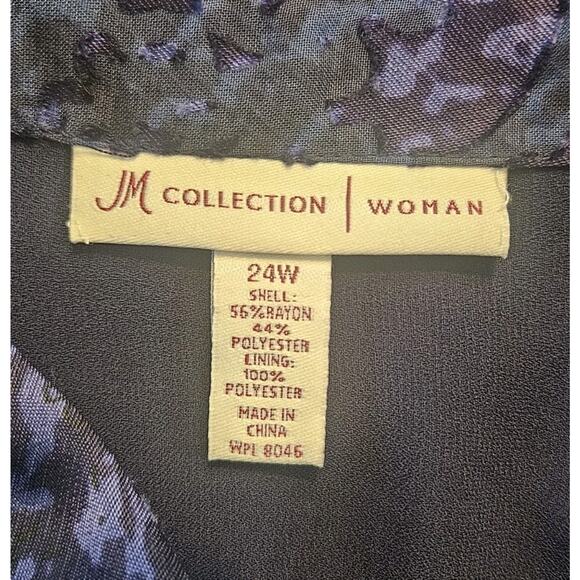 JM Colection Woman Size 24W Blouse Button-Up Long Sleeve Purple Collared - Picture 8 of 9